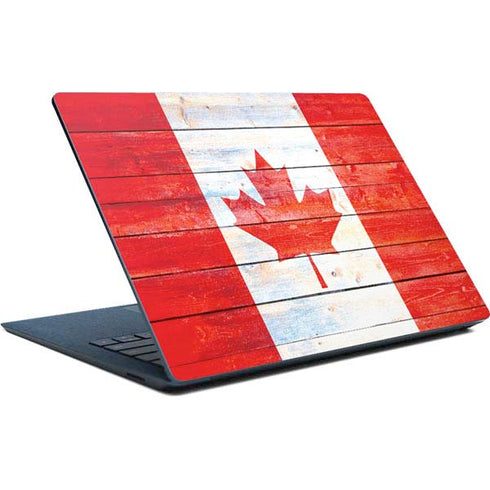 Canada Flag Light Wood Surface Laptop Skin